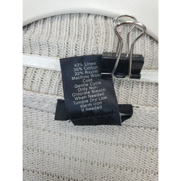 Ann Taylor Linen Blend Open Cardigan Women MP Lightweight Short Sleeve Beige - Picture 9 of 10